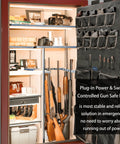 Under Cabinet LED Lights Kit With Six 12 Inch Bars Seamlessly Linkable Includes Adapter And Switch Ideal For Kitchen Cabinets Gun Safes Shelves And Display Cases 5000K Daylight 960 Lm High CRI 90 Plus Flicker Free Glare Free ETL Listed inside a gun safe with rifles and accessories