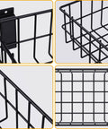 Heavy Duty Slatwall Baskets 6 Pack Black Multi Size Storage Organizer For Garage And Workshop Stackable And Space Saving Caddies