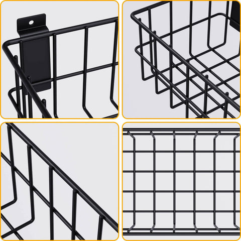 Heavy Duty Slatwall Baskets 6 Pack Black Multi Size Storage Organizer For Garage And Workshop Stackable And Space Saving Caddies