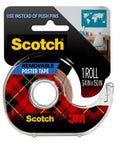 Removable Poster Tape With Dispenser, Handy Three Quarters Inch Wide By 12.5 Feet Clear Double Sided Adhesive packaging