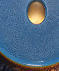 Bathroom Container Sink Pattern Pattern Ceramic Vessel Sink Round Oval Counter Ceramic Countertop Sink Art Basin-B (B) close-up with polished blue finish.