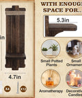 Handmade Paulownia Wood Candle Sconces Set Of Two Vintage Rustic Farmhouse Wall Decor showing 16in height and 4.7in base for candles.