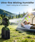 Portable Misting Fan With Four Mist Sprayers Rechargeable 9 Inch Oscillating Camp Fan USB Battery Power Bank cooling tent outdoor