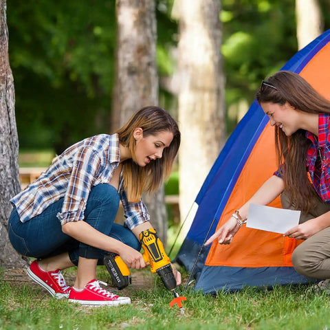 Using 8 Inch Heavy Duty Screw In Tent Stakes 12 Pack With Hex Socket And Storage Case Drill In Ground Anchors For Camping Galvanized Carbon Steel