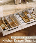 Hella Sturdy Bamboo Drawer Dividers Expandable Closet Organizers For Clothes Six Piece Dresser Sorter in kitchen drawer for utensils.