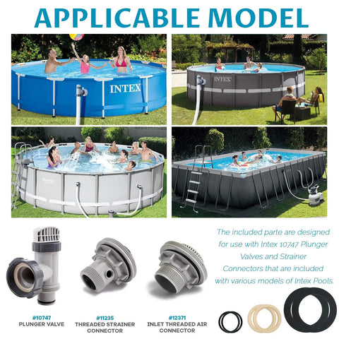 Collage of Intex pools compatible with Pool Plunger Valve Gasket Kit for Intex 10747 Replacement Seals O Ring Washer Set.