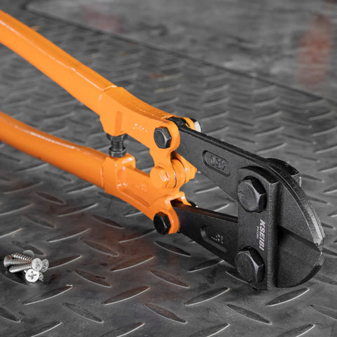 Heavy Duty 30 Inch Bolt Cutter For Chains Padlocks Bolts Wire Fences And Steel Rods With Soft Grip PVC Handles Ergonomic Long Handle Design Delivers Maximum Cutting Power With Less Effort Tackle Real World Jobs on metal surface