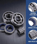 Chainsaw Crankshaft Bearing And Rubber Oil Seal Set For High Speed Transmission, Needle Roller Bearing Kit, Saw Repair For Gasoline Power Saws, Heavy Duty Pro Grade Sealing System For Tight Seal And Leak Free Performance. steel bearings and seals