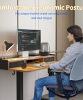 Rustic Brown Electric Standing Desk 48x24 Inches For Short People Adjustable Height 18.1 To 28.3 Inches With Storage Shelf And Fabric Drawers Perfect Low Rise Home Office Table Splice Board Design used for ergonomic posture.