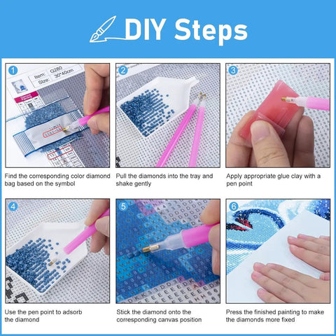Girl And Dog Diamond Painting Kit For Adults Beginners Seaside DIY Steps with pen, tray, wax application, canvas adhesion