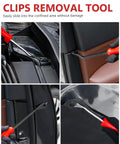 3-Piece Auto Fastener Remover Tool Kit for Car Door Panels and Dashboards in use, showing red handles and trim removal
