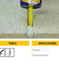 Application of Sikaflex Self-Leveling Sealant For Concrete Joints And Surfaces, showing sealant being applied to concrete joint.
