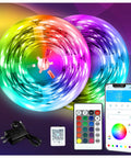 DAYBETTER RGB LED strip lights, two rolls totaling 130 ft, with remote and 24V power supply for indoor use
