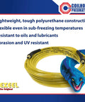 Coilhose Pneumatics Pro Grade Heavy Duty Reinforced Polyurethane Air Hose 3 Eighths Inch ID, 100 Feet Long, Transparent Yellow