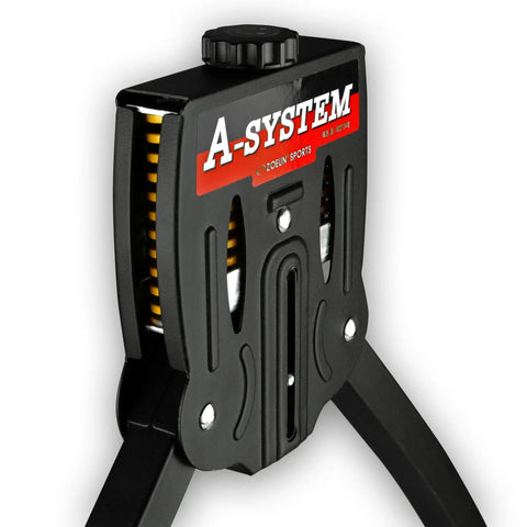 Adjustable Resistance Chest Exerciser And Upper Body Trainer for home workouts, close-up of A-System power twister mechanism.