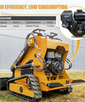 Mini Crawler Skid Steer Loader With 13.5HP EPA RATO Gasoline Engine Stand On Compact Loader 42 Inch Bucket front view outdoors