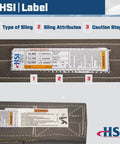 Three Ply 4 Inch By 15 Foot Reversed Eye Nylon Type 6 Sling For Lifting And Towing 16,400 Lb Vertical Capacity Heavy Duty Load Sling With Cordura Protection Beefy Nylon Web Sling Built For Tough Jobs. Sling label close-up