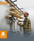 Six Level Wall Mounted Metal Lumber Rack For Garage Organization And Heavy Duty Wood Storage Shelf Pipe Holder Plywood Sheet Stand Optimizing Your Workspace In A Flash with wood planks and user loading shelves.