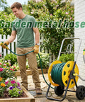 Man using 2 Ft Garden Hose With Female To Male Metal Connector 304 Stainless Steel Leader Hose For Hose Reels outdoors