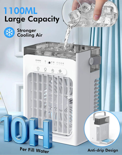 Pouring water into Portable Evaporative Mini AC With Remote, Four Speed Settings, 2 4 6 Hour Timer, Dual Mode Cooling, Colorful Night Light