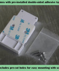 Straight Fire Garage Door Mounting Bracket For Entry Sensors showing adhesive tape and screws for easy installation.