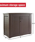 Decorative Outdoor Storage Cabinet 123 Gallon Weather Resistant Brown For Patio Garden Tools Toys Pool Supplies Cushions And More