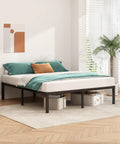 Rock Solid Metal Platform Bed Frame Full Size With Heavy Duty Support Slats No Box Spring Needed, featuring a clean modern black finish.