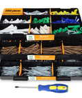 Massive 3000-Piece Hardware Kit With Anchors, Tapping Screws, Deck Screws And Nails in 3-tier Organizer