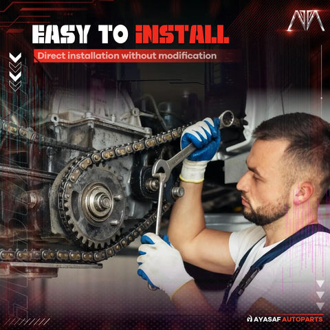 Mechanic installing Nissan KA24E 2.4L Engine Timing Chain Kit With Gaskets And Oil Seal OE Replacement on car