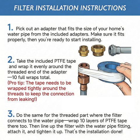 Installation instructions for Brass Inline Spin Down Sediment Water Filter For Washer Shower And Well Water Forty Micron Easy Install