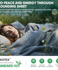 Woman sleeping outdoors on Genuine Bamboo Viscose With 5 Percent Silver Fiber Grounded Fitted Sheet Kit For Earth Connected Sleep Queen Gray.