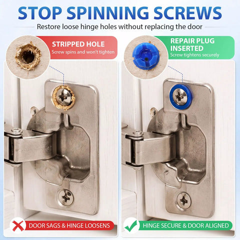 30 Piece Wood Anchor Repair Kit For Stripped Screw Holes Multicolor ABS Inserts For Tightening Loose Hinges Cabinets Drawers Furniture, blue repair plug in hinge hole
