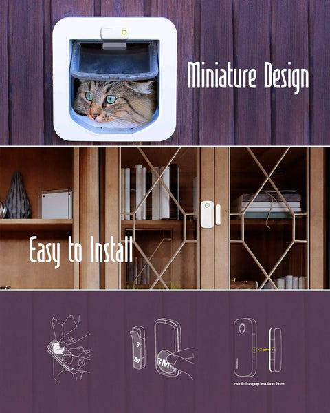 Smart Door Alarm System With Magnetic Window Locks And Wireless Doorbell Chime Contact Sensor No Hub Required For A Smooth HomeKit Ready Setup That Automates Entry Lights And Sends Quick Alerts featuring cat flap design and installation instructions