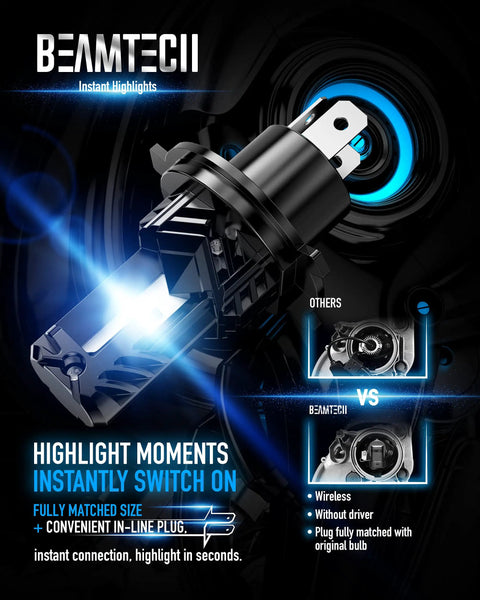 Straight Shot Plug And Play H4 9003 Fog Light Bulbs Delivering A Crisp 6500K Xenon White Beam Zero Noise Fanless Setup And Direct Bolt Up Fit For Sharp Night Drives Pack Of Two detailed view showing plug design and instant connection.