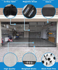 Magnetic Garage Door Screen For 1 Car Garage 9x7 Feet Double Door Mesh With 36 Magnets Fits Doors Up To 110 By 84 Inches Black No Fuss