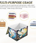 Premium White Fabric Storage Bins With Snap Shut Lids And Reinforced Carry Handles for organizing clothes and blankets.