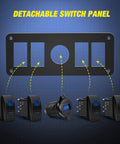 4 Gang Rocker Switch Panel With QC3.0 Dual USB Charger Voltmeter Waterproof Night Glow Stickers components displayed