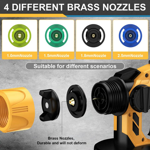 Heavy Duty Cordless Paint Sprayer With 40000 Rpm Motor And Four Copper Nozzles Slick Spray Gun with four brass nozzles.