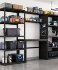 Modular Garage Storage System With Workbench And Pegboard Shelving, 117-Inch Heavy-Duty Steel Organizer with shelves and tool rack
