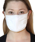 Person wearing Reusable Cotton Face Mask Pack Of 50 White Unisex One Size Fits Most 3 Ply With Silver Threads Washable