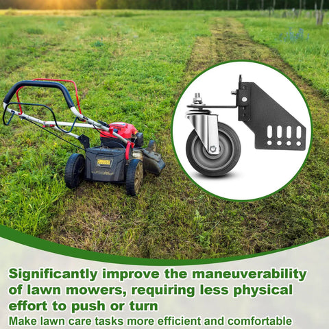 Universal Lawn Mower Swivel Wheel Kit with TPR Tires and Steel Brackets for smooth lawn maintenance on mower