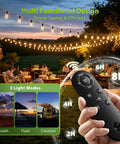Lit Solar String Lights Outdoor Waterproof Shatterproof With Remote Dimmable And Timing 96 Ft Hanging Lights with remote and modes