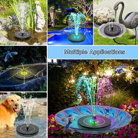 Upgrade Your Outdoor Oasis With A 2026 High Efficiency 3.5W Solar Bird Bath Fountain Pump Featuring 8 Color LED Lights, garden use.