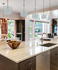 Crystal Lamp Shade For Ceiling Lights Dainty Chandelier Lampshade Fitting For Living Room Bedroom Bathroom Weddings And Parties Warm White Glow That Slaps E27 Socket 7x7x4.3 Inches Silver Finish Bulb Not Included, featured in a modern kitchen setting.