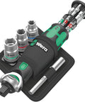 Zyklop Pocket Ratchet Set 18-Piece Imperial With 3/8 In Square Drive And 1/4 In Hex Bit Magazine, Freely Pivoting Head