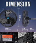 Outdoor 18 Inch High Velocity Metal Wall Mount Fan IPX4 Water Resistant With 3 Speed Settings Delivers Serious Airflow For Commercial Industrial And Residential Use 4150 CFM 6.6 Ft Cord 180 Degree Tilting Black dimensions