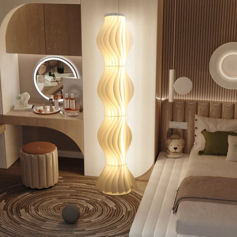 Dimmable Column Floor Lamp With Hula Skirt Shade, 55 Inch Tall Contemporary Standing Light for Living Room and Home Office