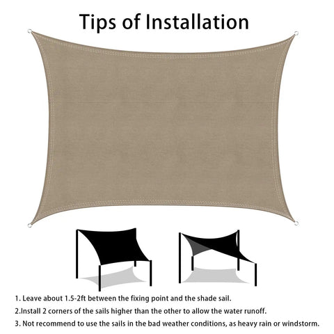 Waterproof Sun Shade Sail Canopy Awning Shelter 10x13 Feet For Backyard Patio Garden Carport UV Block Khaki Durable Outdoor Shade Solution