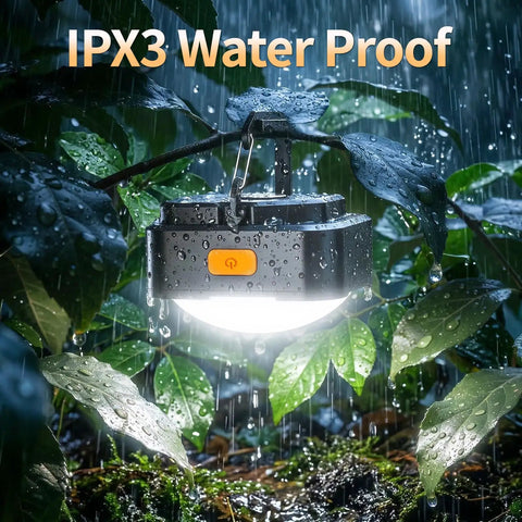 Rechargeable Camping Lights Pack Of 2 With 2000mAh Each hanging waterproof LED tent lantern in rainy forest