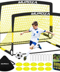 Backyard Kids Soccer Goal Set 2 Pack 4x3 Ft Portable Pop Up Net With Soccer Ball And Cones Complete Training Equipment